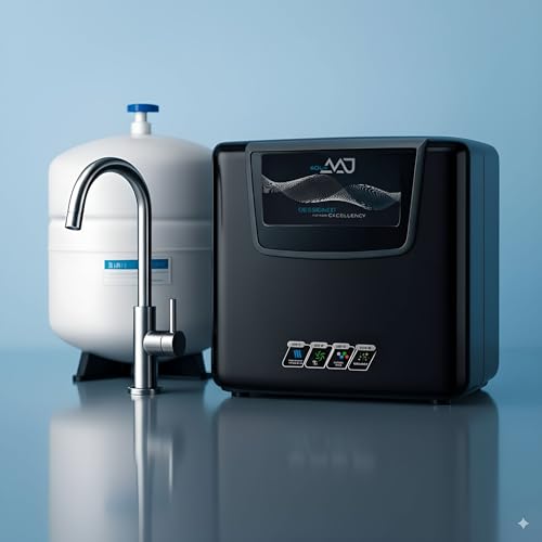 Image of AQUA AAJ UTC Under Sink RO System (BLACK)| RO+UV+UF+Sediment+Carbon |12L Storage Tank | Faucet & All Accessories| DIY Filter Change | Unbreakable Body | Under Counter RO System