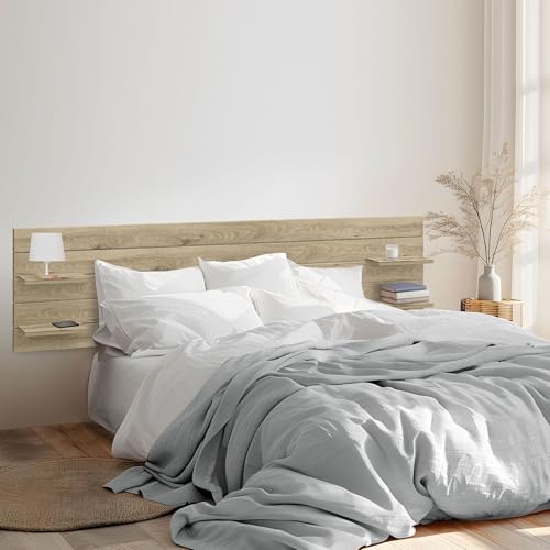 DHOME Cabecero con Estantes de Madera reciclada
