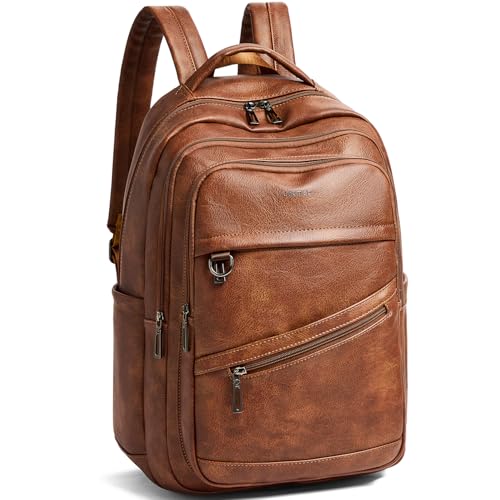 43L Backpack for Women Men - Vegan Leather Backpack Purse Travel Carry-on Bag College Bookbag Work fits 17