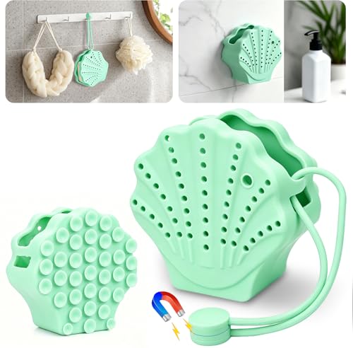 Silicone Shower Steamer Tray-Tablet Holder Dish with 35 Strong Suction Cups &Magnetic Rope Bath Bombs Flakes Container Adornment Supply for Yoga/Spa Decor Gift for Women Girl Wife Her Mom Daughter