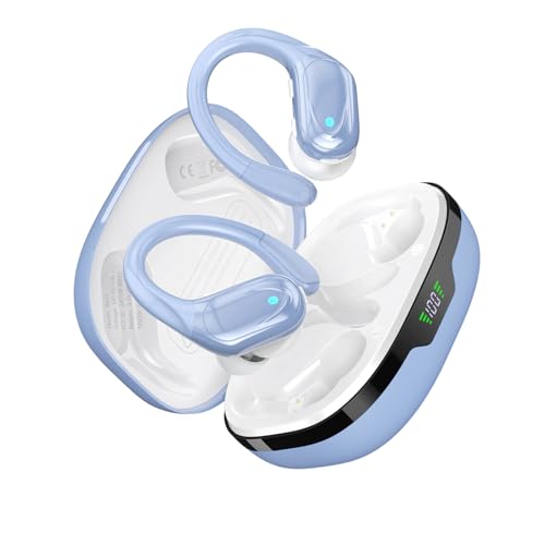 HAOYUYAN Auriculares inalámbricos, auriculares Bluetooth deportivos, 80 horas de reproducción con pantalla LED de alimentación, auriculares con cancelación de ruido, auriculares impermeables IPX7 para