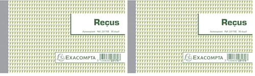 Exacompta - Réf. 23170E - 1 Manifold REÇUS - 50 feuillets numérotés et autocopiants - duplicatas (1 original + 1 copie) - format 105 x 180 mm - certifié FSC - fabriqué en France (Lot de 2)