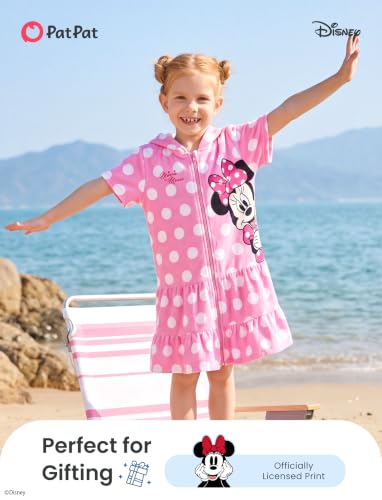 Image of Disney Princess Frozen Stitch Marvel Minnie Girl Swim Cover Up Terry Cloth Swimsuit Coverup Zip-up Bathing Suit Wrap Hooded