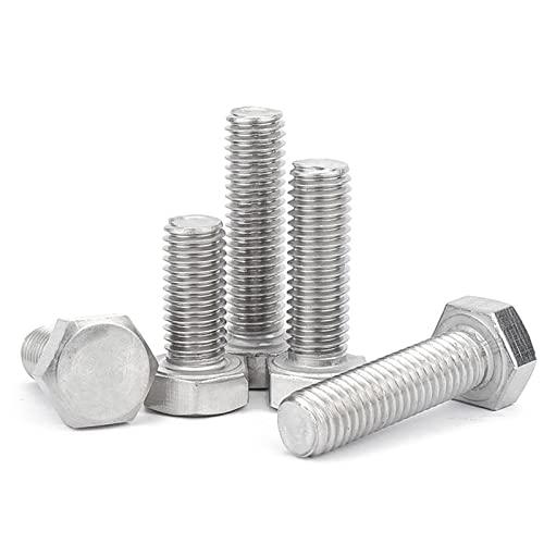 Image of 1 /2-13x1 inch Hex Head Screw Bolt, 304 Stainless Steel 18-8, Full Thread, Coarse Thread UNC, ASME B18.2.1, 5 Pcs-Pack
