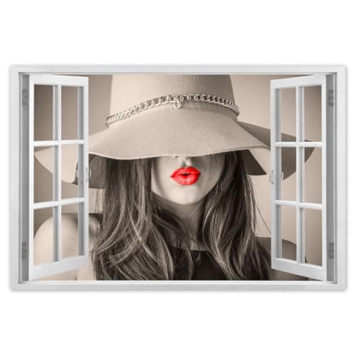 Poster photo fille au chapeau décoration murale grand format 120x80