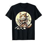 tatuaggio giapponese samurai ninja cat arte giapponese kawaii maglietta
