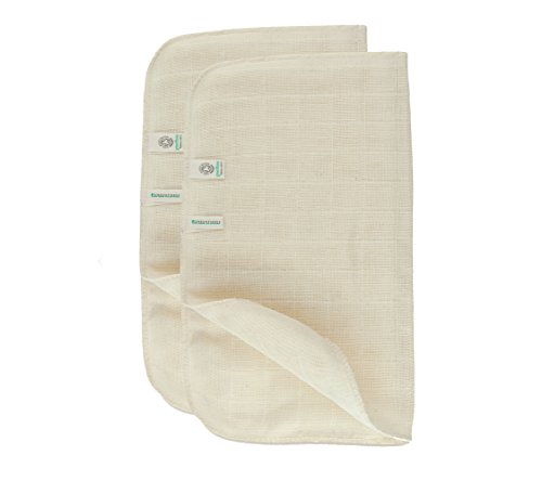 Preisvergleich Produktbild Green Fibers Waschlappen, Bio-Baumwolle, Musselin, 2 Stück