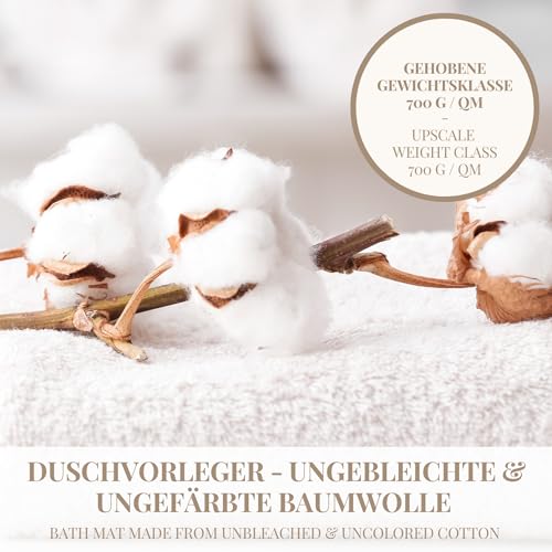Carenesse Badvorleger 2er Set 50 x 70 cm Natur I 100% ungebleichte & ungefärbte natürliche Baumwolle Öko-Tex 100 I Saugstarke Badematte I Badematten Set mit Waffelmuster I Duschvorleger