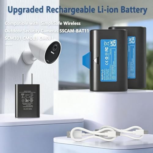 Burflo 2-Pack Extra Outdoor Camera Battery Pack for SimpliSafe Wireless Outdoor Security Cameras, 7000mAh Replacement Battery for SSCAM-BAT11 SCM301 CMOB1 CM0B1 by Burflo - Image 2