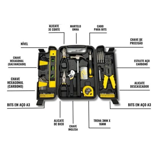 Kit jogo de Ferramentas com Maleta + Kit chave catraca reversível Caixa de Ferramentas Completa