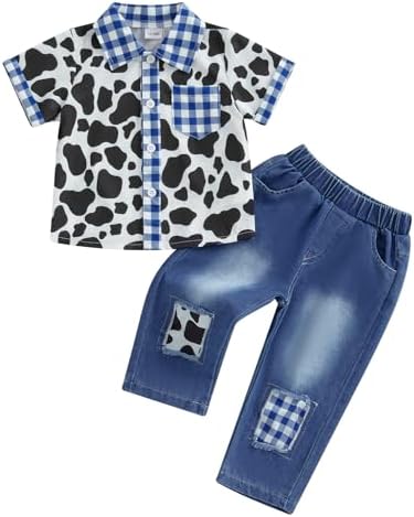 Baby Denim Outfit Boy Toddler Western Clothes Kids Jean Pants Set...