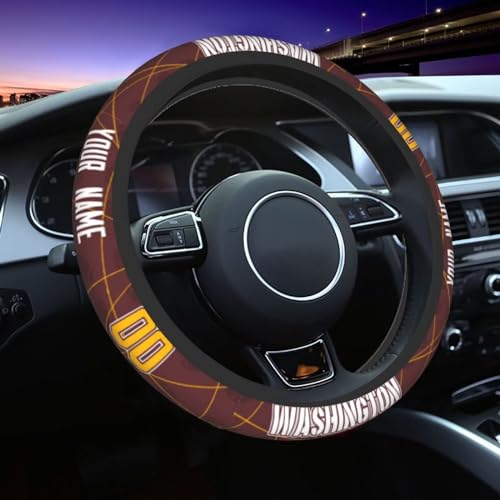 Washington Custom Car Steering Wheel Covers,Add Personalized Name,Non-Slip Steering Wheel Cover Car Interior Accessories,Universal 15 Inch Fit Suit for Most Car,SUV,ATV,Truck