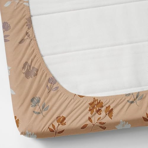 Image of 350 TC Premium Heavy Cotton Feel Elastic Fitted Bedsheet King Size with 2 Pillow Covers || Double Bed with All Around Elastic (Honey Blossom, Fitted - 72 inchx78 inch King)
