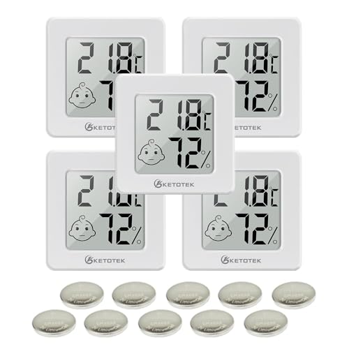 KETOTEK 5 pièces Mini Hygrometre Thermometre Interieur Thermomètre Hygromètre Numérique LCD Moniteur de Température et Humidimètre pour Maison Bureau