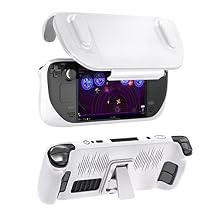 EJGAME Upgraded Ultra Slim TPU Protective Case with Front Cover for Steam Deck/OLED , Shock-Absorption, Non-Slip and Anti-Scratch Design Cover Protector-White