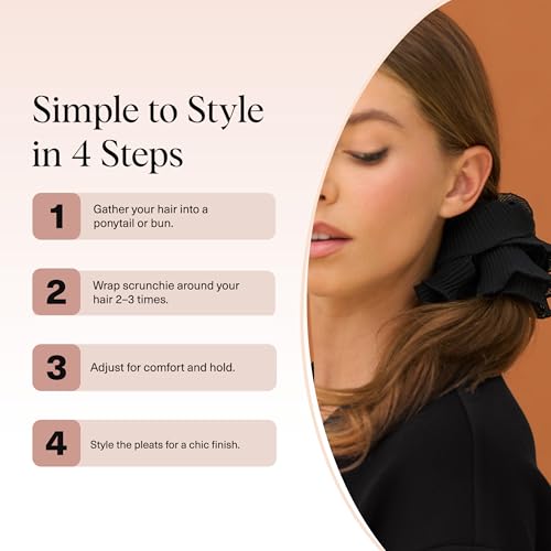 Image of Kitsch Pleated Scrunchie for Women - No Crease Hair Ties No Damage, Stylish and Comfortable Fabric Ponytail Holders for Everyday Hairstyles & Spooky Season Looks | Ideal Gifts for Women - 1pc