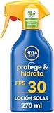 NIVEA SUN Protege & Hidrata Spray Solar FP30 (1 x 270 ml), protector hidratante y resistente al agua con protección UVA/UVB, protección solar alta en formato pistola