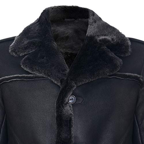 Men's Merino Black Snowtip Real Sheepskin Suede Leather Jacket with Tie Belt4