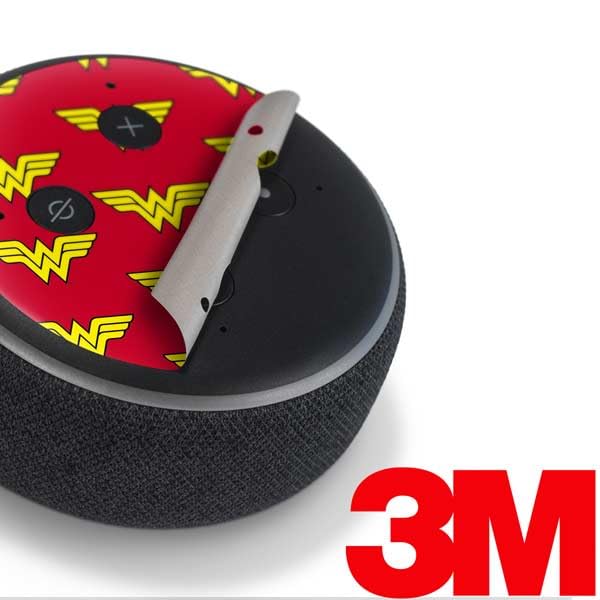 Skinit Decal Audio Skin Compatible with Amazon Echo Dot 3 - Officially Licensed DC Comics Wonder Woman Logo Pattern Design