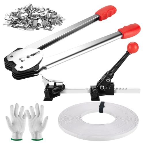 Heavy-Duty Strapping Kit with Tensioner & Sealer Tool - 150 Metal Seals, 1500