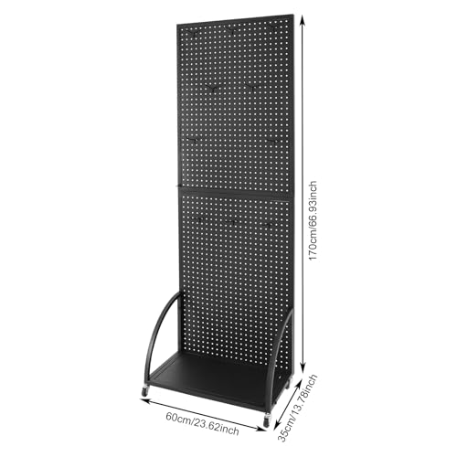 Eapmic Adjustable Metal Pegboard Display Stand with Casters - Retail Merchandise Rack & Organizer for Jewelry, Boutique, Craft Shows, Accessories (Black)
