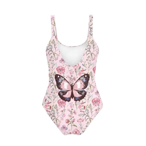 Image of One Piece Bathing Suit for Girl Kids Cute Beach Sport Swimwear U Back Scoop Neck Summer Swimming Pool Beachwear