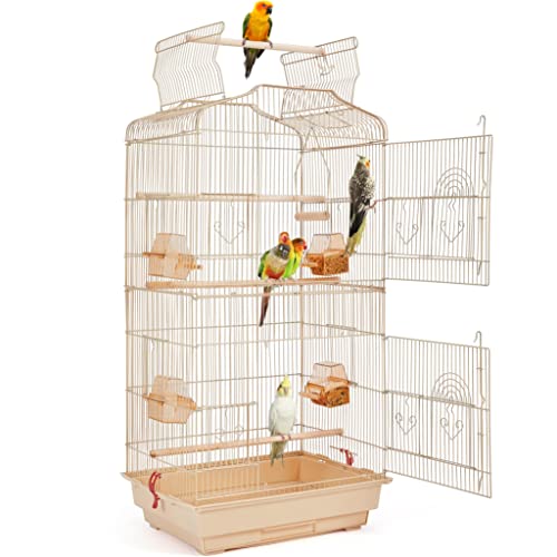 Yaheetech 41’’ H Open Top Metal Bird Cage Parakeet Cage for Small