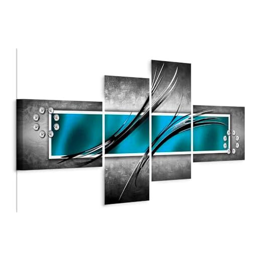 murando - Bilder Abstrakt 200x92 cm Vlies Leinwandbild 4 Teilig Kunstdruck modern Wandbilder XXL Wanddekoration Design Wand Bild - blau türkis Silber grau a-A-0526-b-o