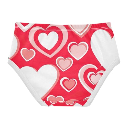 White Hearts Red Toddler Underwear Girls, Cotton Girls Underwear, 2T–8 Years2