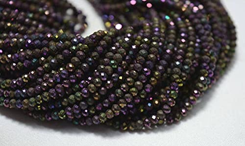 Perles pyrite violette 3mm micro-facettées de qualité gemme