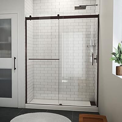 DreamLine Sapphire-V 56-60 in. W x 76 in. H Bypass Shower Door in Oil Rubbed Bronze and Clear Glass