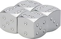 Vista 1 de Tapas de vástago de válvula de neumático de dados – Paquete de 4 tapas de válvula de neumático de automóvil de aleación de aluminio, a prueba