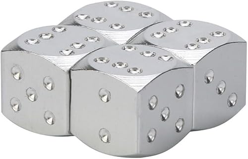 Miniatura 1 de Tapas de vástago de válvula de neumático de dados  Paquete de 4 tapas de válvula de neumático de automóvil de aleación de aluminio, a prueba de