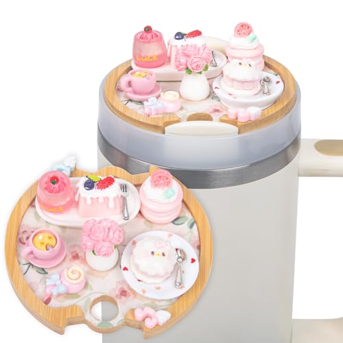 foci cozi Used for Stanley Cup Lid Accessories Charms,Miniature Food Drink Charms for Stanley Cups H2.0 Accessories 30oz 40oz (French Dessert Pink, 40oz)