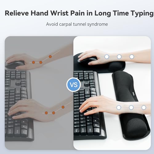 Image of TECKNET Keyboard Wrist Rest and Mouse Pad Set with Wrist Support | Memory Foam Ergonomic Mousepad Rests for Pain Relief, Wrist Rest for Computer Keyboard for Office & Home