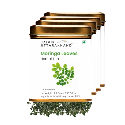 Image of Jaivik Uttarakhand - Moringa Tea (226.8 g), Immunity Booster Leaf, Healthy Herbal Drink, Non GMO, No Added Preservative, Pack of 4 Tin Box