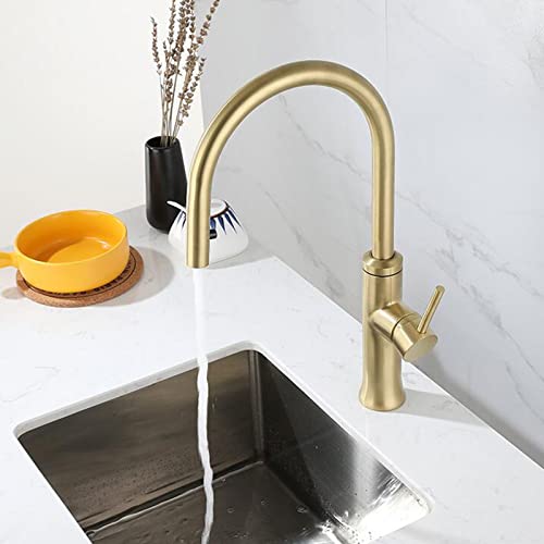 Grifos de cocina monocomando giratorios con manguera extensible de acero 5