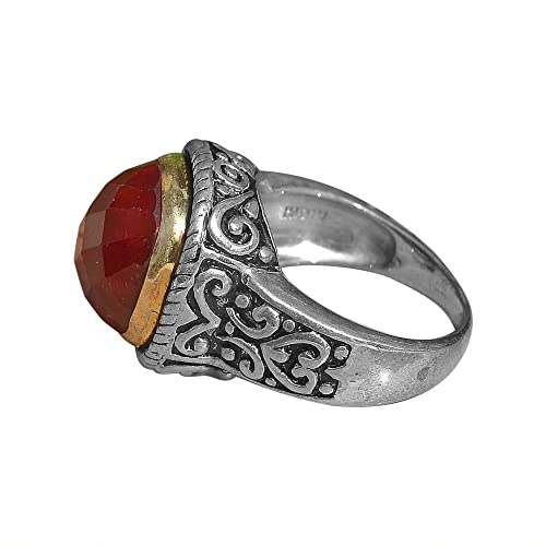 Bague en argent sterling 925 rubis coussin Meadows en finition dorée taille 7 pour femme