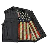 Hot Leathers Men’s Black Premium Leather Vintage USA Flag...