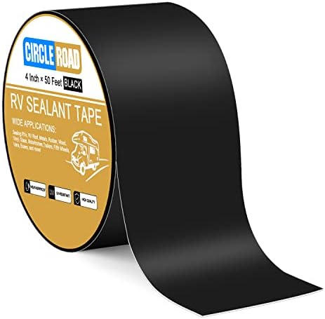 Butyl Sealant Waterproof Tape, RV Roof Tape Black, 4 Inch X 50 Feet RV Repair Sealant Tape, Stop Camper Roof Leaks, UV-Resistant, Weatherproof and Dur(4In-50FT Black)