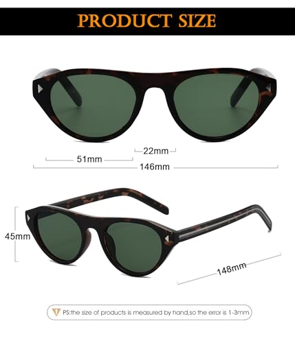 Image of EYLRIM Retro Oval Cat Eye Sunglasses for Women Men Trendy Flat Top Narrow Cateye Shades UV400 Protection