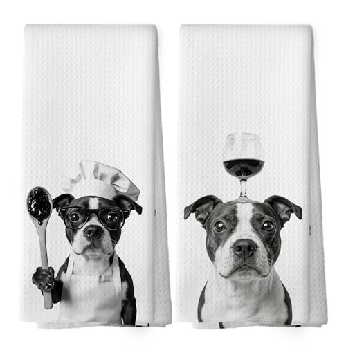 XPH Funny Staffy Bull Terrier Hand Towels, Staffy Bull Terrier Gifts for Women Men, Dog Mom Dad Lover Gifts Hand Towels for Bathroom Decorations, Funny Dog Home Bathroom Decor 16x24inch Set of 2