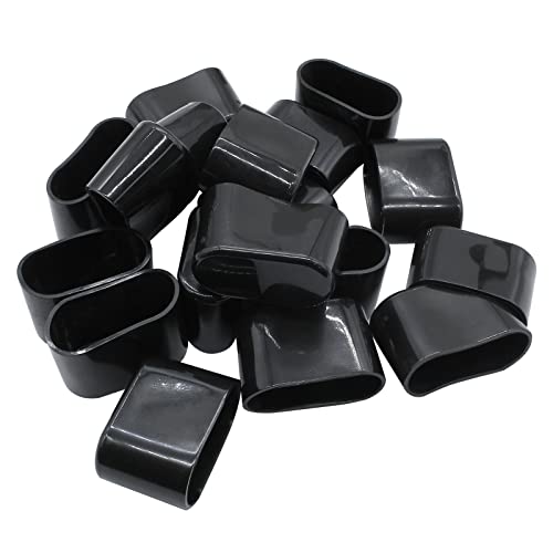 Bivethoi 20Pcs Oval Furniture Leg Protectors 1.34" x 0.63" （34mm*16mm）, Chair Feet Cover Rubber Pads Black Leg Caps for Table, Desk