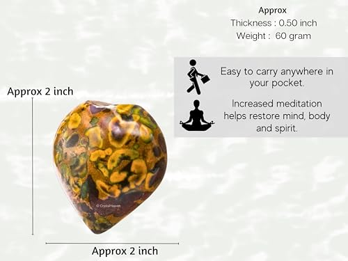 Image of Certified Fruit Jasper Crystal Heart Palm Pebbles Stones for Anxiety Stress Relief Massage - AAA Grade Original Healing Gemstone Agate Heart Palm Stone for Yoga Meditation Spiritual
