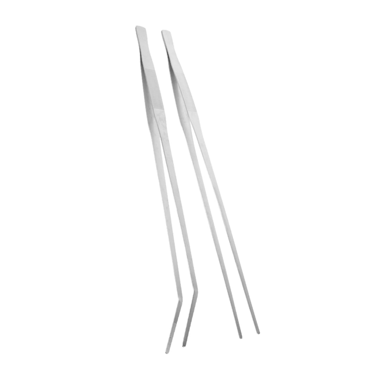 Happyyami 2pcs Reptile Feeding Tongs with Flat Tipped Straight and Curved Tweezers 20cm Heavy-Duty Aquarium Terrarium Tools for Feeding and Plant Maintenance