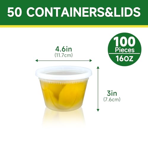 Dealusy 50 Set 16 oz Deli Containers with Lids, Leak-Proof BPA Free Plastic Take Out Bowls, Food Storage Containers for Takeout Meal Prep Storage, Freezer, Microwave & Dishwasher Safe by Dealusy - Used condition - US$17.19