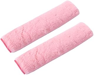 2 PCS Seat Belt Pads, Seatbelt Strap Cover Soft Faux Big Rabbit Fur Car Seat Belt Covers Comfort Car Harness Pads Protect Shoulder Neck Padding for Kids, Adults(Pink)