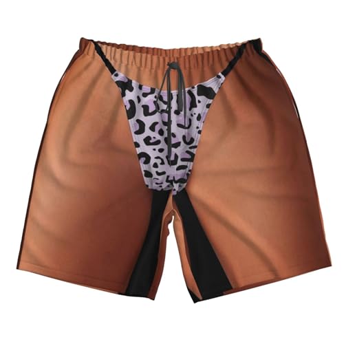 Sexy Purple Leopard Pattern Swim Trunks Beach Shorts Funny Swimsuit Men-L
