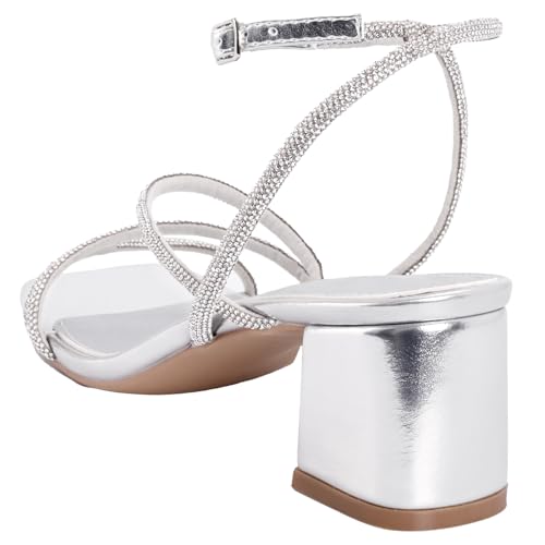 Image of Shoe'N Tale Strappy Heels for Women Low Chunky Block Heel Dress Shoes Square Open Toe Ankle Strap Heeled Sandals