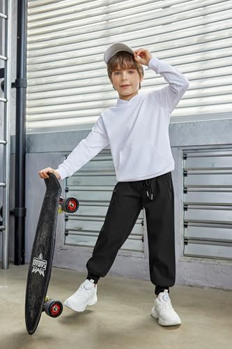 Arshiner Boys Joggers Sweatpants Kids Athletic Running Pants Drawstring Workout Track Pants with Zipper Pockets Black4